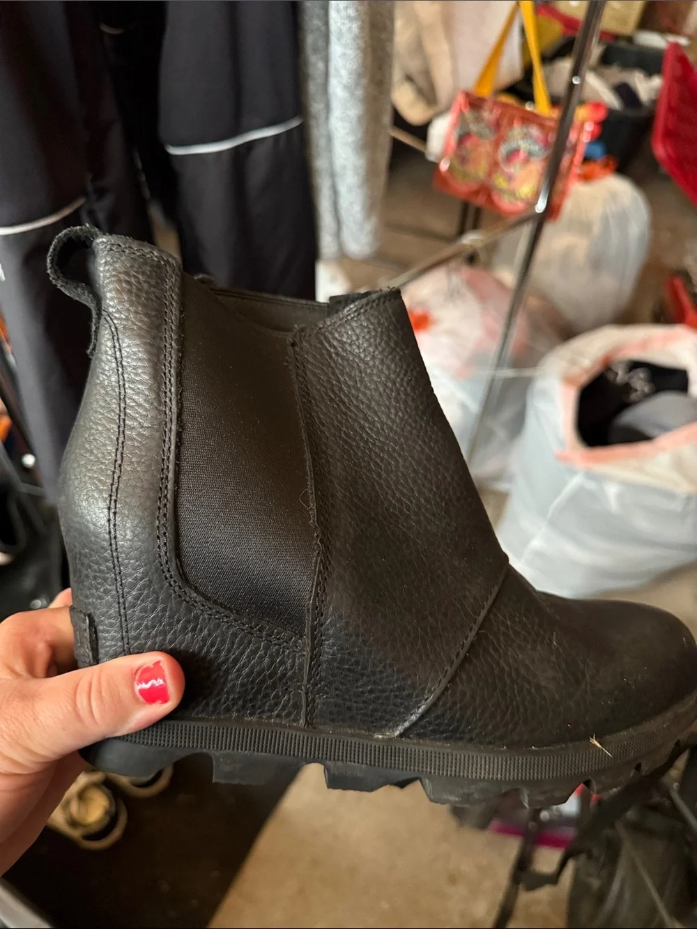 SOREL Black Leather Ankle Boots